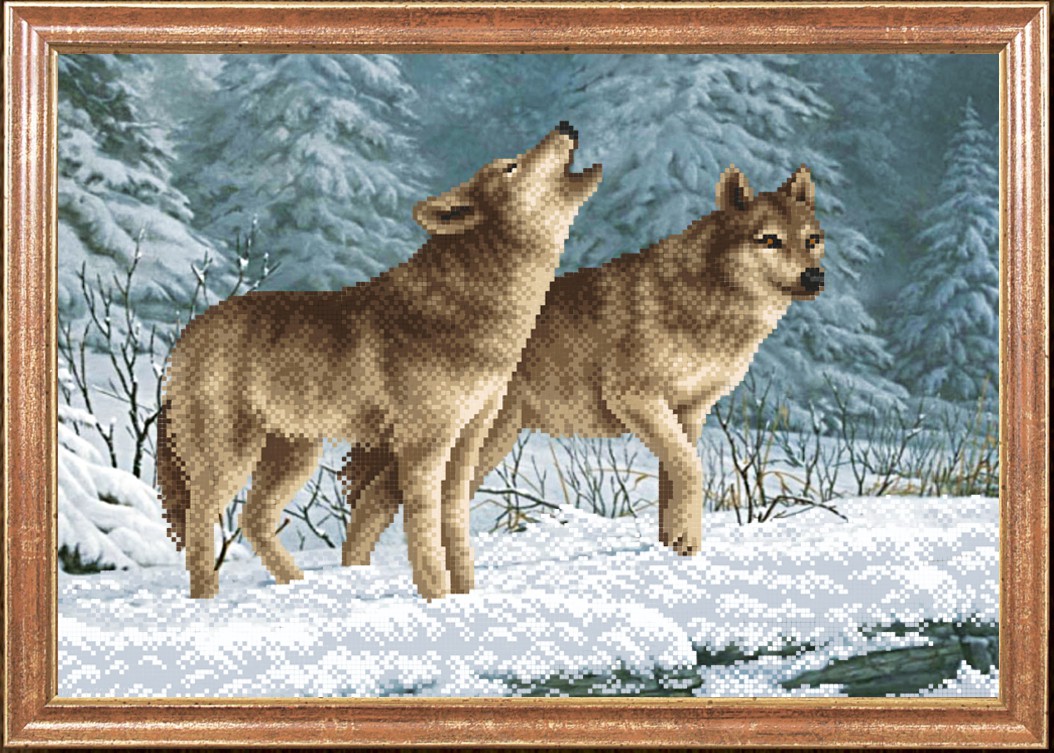 Волки на снегу картина