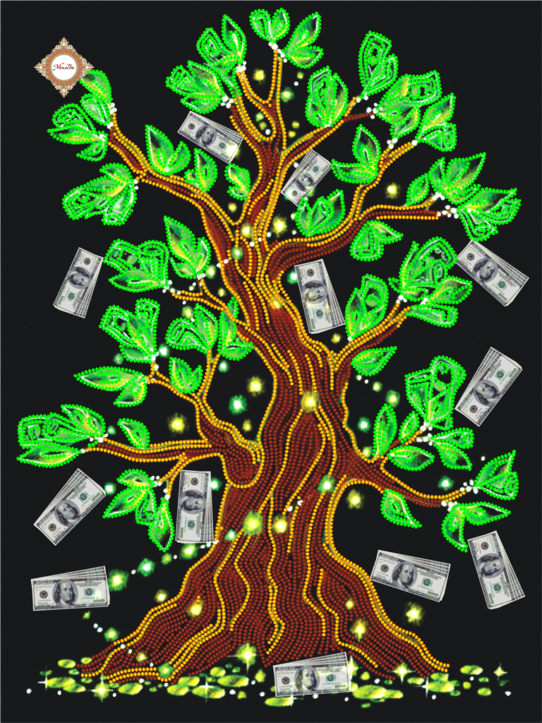 Дерево достатка. Вышивка денежное дерево. Вышивка бисером денежное дерево. Дерево с деньгами.