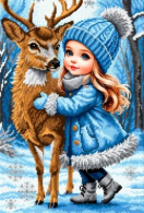 Г-5256 Девочка с олененком  27х40 - Интернет-магазин товаров для вышивки бисером "Ручки Золотые", Ноябрьск