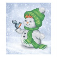 T-0054 Снеговик и снегирь 21х23 - Интернет-магазин товаров для вышивки бисером "Ручки Золотые", Ноябрьск
