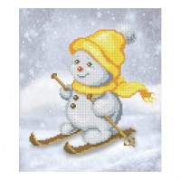 Т-0058 Снеговик на лыжах 21х23 - Интернет-магазин товаров для вышивки бисером "Ручки Золотые", Ноябрьск