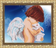 VKA 4023 Ангел с кроликом 20,5х25 - Интернет-магазин товаров для вышивки бисером "Ручки Золотые", Ноябрьск