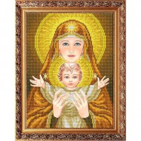 ААМА-4004 Богородица с младенцем в золоте 20х25  - Интернет-магазин товаров для вышивки бисером "Ручки Золотые", Ноябрьск