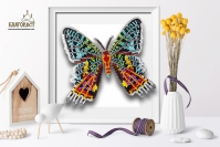 Б-035 3-D бабочка. Chrysiridia Madagascarensis Male 13,5х11 - Интернет-магазин товаров для вышивки бисером "Ручки Золотые", Ноябрьск