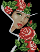 ЧК3-3286 Девушка в розах 30х36,5 частичная зашивка - Интернет-магазин товаров для вышивки бисером "Ручки Золотые", Ноябрьск