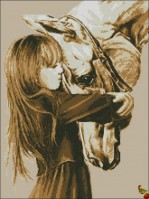 ЧК2-2089 Девочка и лошадь 36х48 частичная - Интернет-магазин товаров для вышивки бисером "Ручки Золотые", Ноябрьск