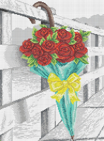 КА3-420 Цветочный зонтик. Розы 29х39 полная зашивка - Интернет-магазин товаров для вышивки бисером "Ручки Золотые", Ноябрьск