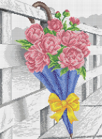 КА3-424 Цветочный зонтик. Пионы 29х39 полная зашивка - Интернет-магазин товаров для вышивки бисером "Ручки Золотые", Ноябрьск