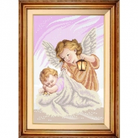 larkes.К-3032 Ангел и малыш (розовый) 24,7х36,7 - Интернет-магазин товаров для вышивки бисером "Ручки Золотые", Ноябрьск