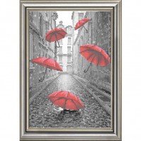 larkes. К-3486 Красные зонтики 38х26 - Интернет-магазин товаров для вышивки бисером "Ручки Золотые", Ноябрьск