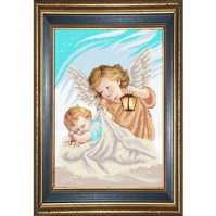 larkes. К3035 Ангел и малыш (голубой) 24,7х36,7  - Интернет-магазин товаров для вышивки бисером "Ручки Золотые", Ноябрьск