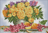 ПК2-2025 Апельсиновые розы 37,5х54,5 полная зашивка - Интернет-магазин товаров для вышивки бисером "Ручки Золотые", Ноябрьск