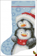 ПК2(з)-2166 Рождественский носок Пингвиньи обнимашки 28,5х43,6 полная зашивка - Интернет-магазин товаров для вышивки бисером "Ручки Золотые", Ноябрьск