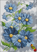 ПК3-3295 Голубые цветы 24х33,5 полная зашивка - Интернет-магазин товаров для вышивки бисером "Ручки Золотые", Ноябрьск