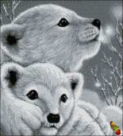 ПК3-3315 Белые медвежата 32,5х36 полная зашивка - Интернет-магазин товаров для вышивки бисером "Ручки Золотые", Ноябрьск
