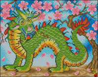 ПК3-3376 Китайский зеленый дракон 30х24 полная зашивка - Интернет-магазин товаров для вышивки бисером "Ручки Золотые", Ноябрьск