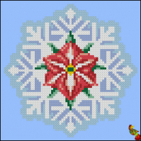 ПК5(и)-5052 Ёлочная игрушка Снежинка с рождественником 14х14 - Интернет-магазин товаров для вышивки бисером "Ручки Золотые", Ноябрьск