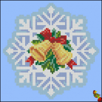 ПК5(и)-5053 Ёлочная игрушка Снежинка с колокольчиками 14х14 - Интернет-магазин товаров для вышивки бисером "Ручки Золотые", Ноябрьск