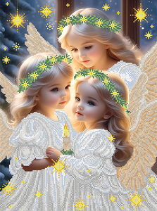 КА3-447 Рождественские ангелы 29х39 - Интернет-магазин товаров для вышивки бисером "Ручки Золотые", Ноябрьск