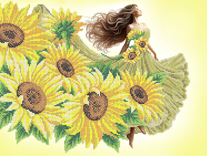 КА3-453 Леди подсолнух 29х38,5 - Интернет-магазин товаров для вышивки бисером "Ручки Золотые", Ноябрьск