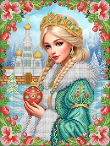 НИК 1525 Снегурочка 30х40 - Интернет-магазин товаров для вышивки бисером "Ручки Золотые", Ноябрьск
