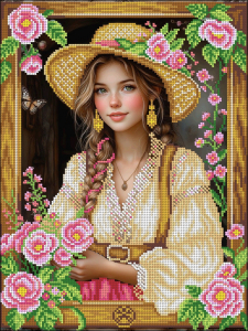 НИК 1532 Девушка в саду 30х40 - Интернет-магазин товаров для вышивки бисером "Ручки Золотые", Ноябрьск