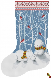 ПК2(з)-2167 Рождественский носок Белые мишки 50,6х33 - Интернет-магазин товаров для вышивки бисером "Ручки Золотые", Ноябрьск