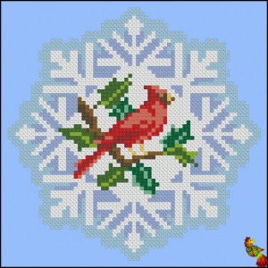 ПК5(и)-5051 Ёлочная игрушка Снежинка с птичкой 14х14 - Интернет-магазин товаров для вышивки бисером "Ручки Золотые", Ноябрьск