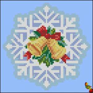 ПК5(и)-5053 Ёлочная игрушка Снежинка с колокольчиками 14х14 - Интернет-магазин товаров для вышивки бисером "Ручки Золотые", Ноябрьск