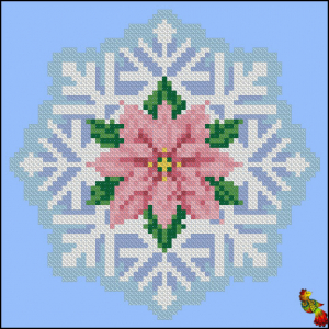 ПК5(и)-5054 Ёлочная игрушка Снежинка с цветком 14х14 - Интернет-магазин товаров для вышивки бисером "Ручки Золотые", Ноябрьск