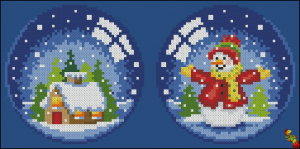 ПК5(и)-5094 Ёлочная игрушка Новогодний шар со снеговиком 12х12 - Интернет-магазин товаров для вышивки бисером "Ручки Золотые", Ноябрьск