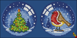 ПК5(и)-5095 Ёлочная игрушка Новогодний шар с птичкой 12х12 - Интернет-магазин товаров для вышивки бисером "Ручки Золотые", Ноябрьск