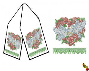 Р-070 Рушник свадебный  Алое сердце 169х29 - Интернет-магазин товаров для вышивки бисером "Ручки Золотые", Ноябрьск